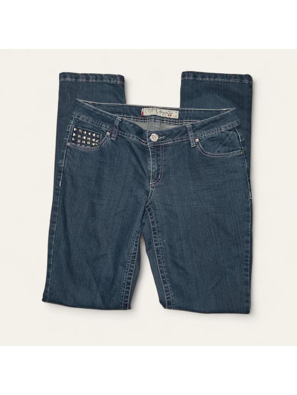 Y2K FOXY Blue Denim Jeans Studded Pocket Vintage Fit
